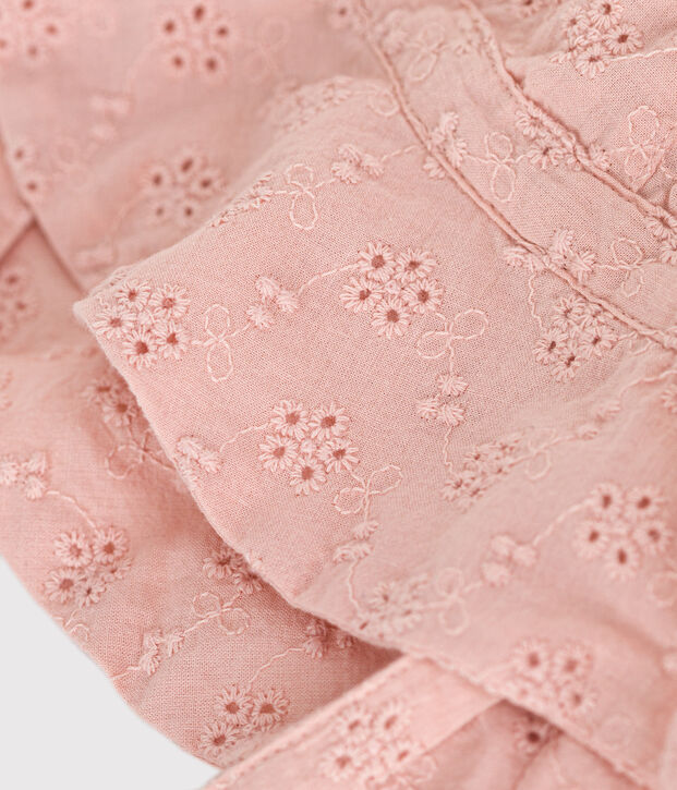 Gorro rosa con bordado ingl&eacute;s para beb&eacute; ni&ntilde;a rosa