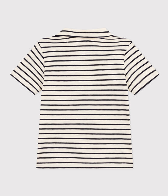 Polo de manga corta de algodón para niño blanco AVALANCHE/azul SMOKING