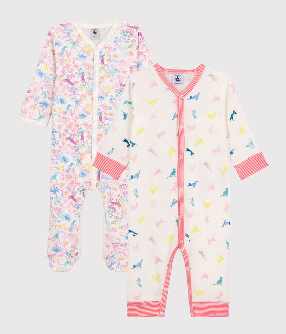 Lote de 2 pijamas enterizos de algodón de bebé niña variante 1