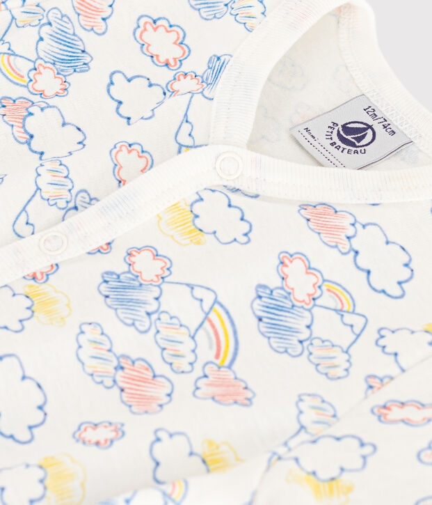 Mono de algod&oacute;n con estampado de arco&iacute;ris para beb&eacute; blanco/multicolor