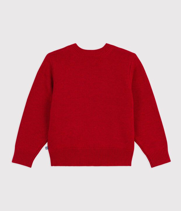 Jersey de jacquard de lana y algod&oacute;n para ni&ntilde;o rojo
