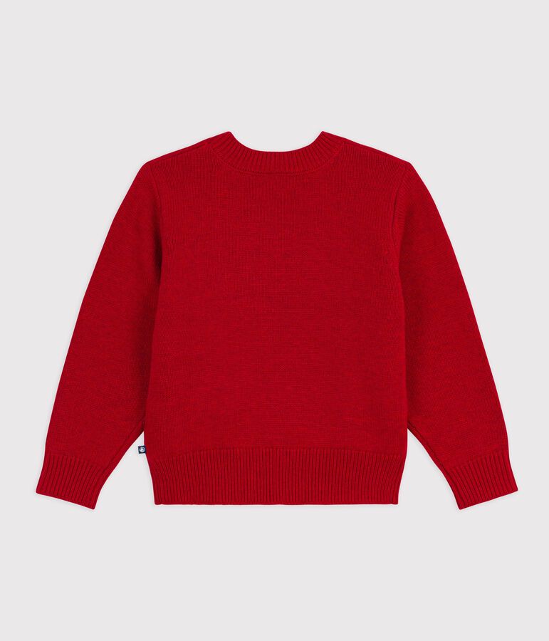 Jersey de jacquard de lana y algod&oacute;n para ni&ntilde;o rojo CORRIDA