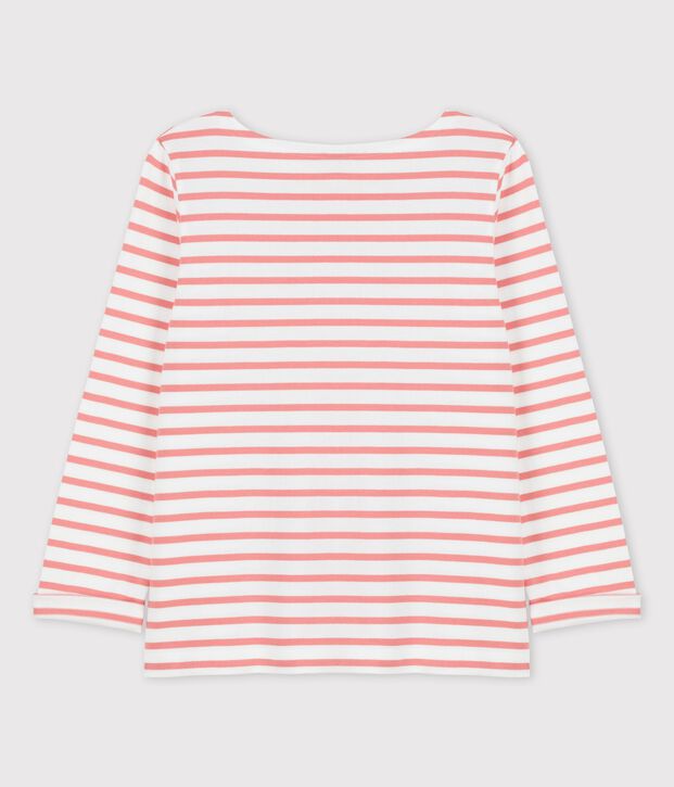 Jersey marinero de algod&oacute;n de mujer blanco/rosa
