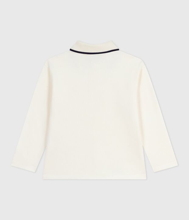 Polo infantil de algod&oacute;n de manga larga con estampado MILK