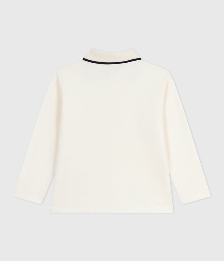 Polo infantil de algod&oacute;n de manga larga con estampado crudo