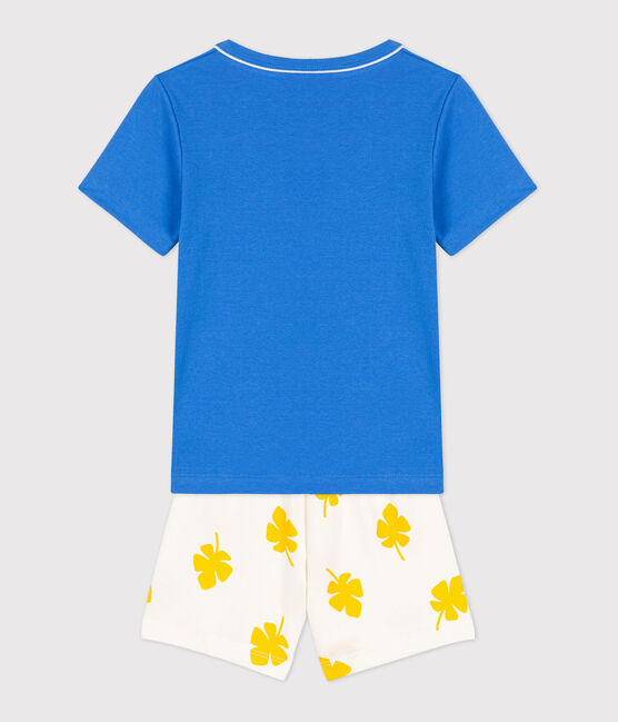 Pijama corto azul de algodón de niño azul BRASIER/blanco MULTICO