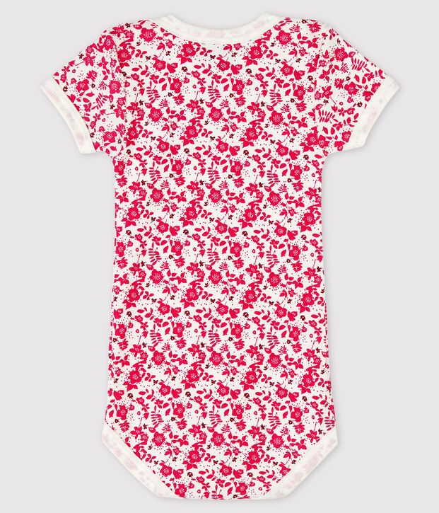 Body de manga corta para beb&eacute; ni&ntilde;a blanco/rosa