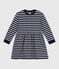 Vestido infantil de manga larga de algodón azul SMOKING/blanco MARSHMALLOW