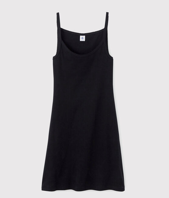 Camisón de algodón para mujer negro NOIR