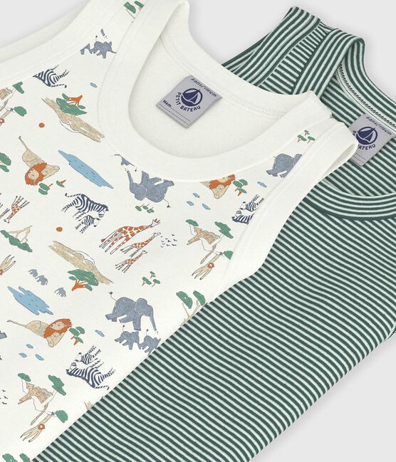 Juego de camisetas infantiles sin mangas de algodón con estampado de sabana variante 1