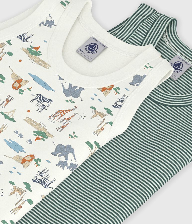 Juego de camisetas infantiles sin mangas de algod&oacute;n con estampado de sabana multicolor