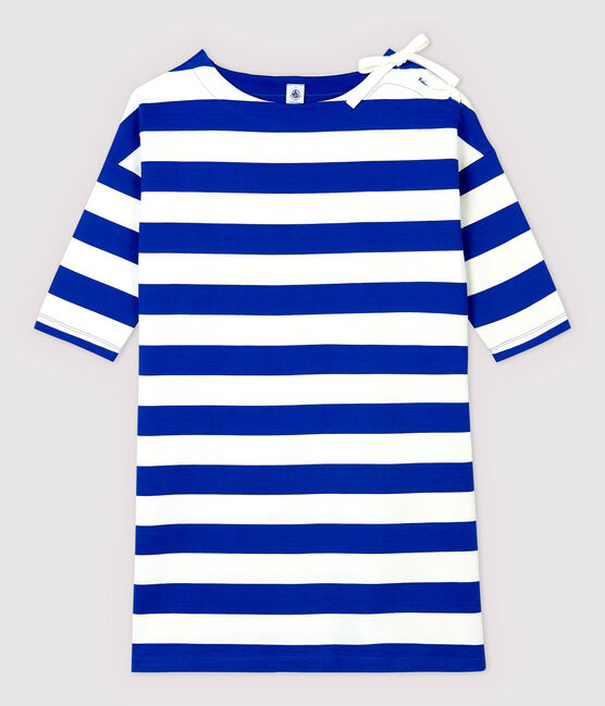 Vestido de rayas de mujer azul SURF/blanco MARSHMALLOW