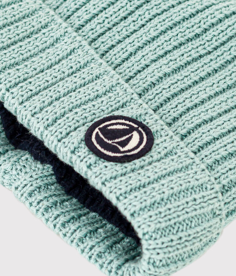 Gorro de punto tricotado con forro polar para beb&eacute; verde