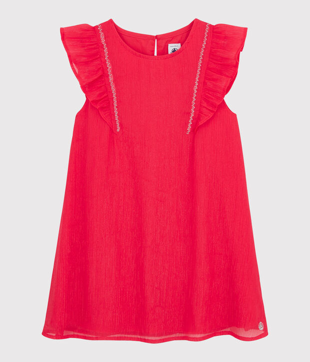Vestido de celebraci&oacute;n de crep&eacute; de ni&ntilde;a rosa