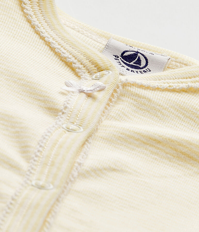 Pijama sin pies milrayas para beb&eacute; ni&ntilde;a amarillo TEMPETE/blanco MULTICO