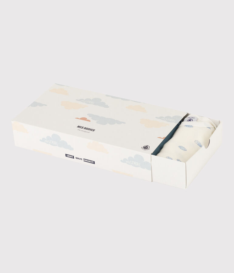 Juego de 5 bodis de manga larga de algod&oacute;n con nubes multicolor