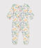 Pijama de terciopelo con estampado de flores para bebé blanco MARSHMALLOW/blanco MULTICO