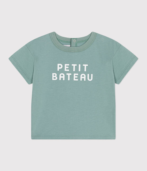Camiseta lisa de manga corta de algodón para bebé verde PAUL