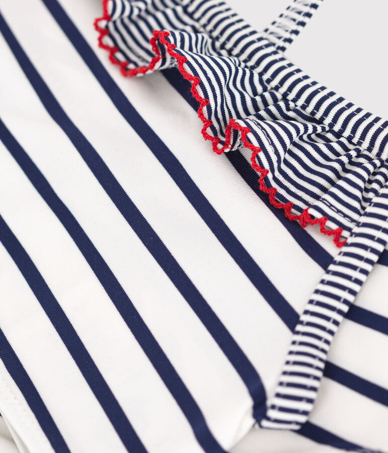 Bikini infantil a rayas blanco/azul