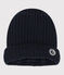 Gorro de punto tricotado con forro polar reciclado para bebé azul SMOKING