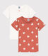 Juego de 2 camisetas de manga corta con corazones de algodón de niña