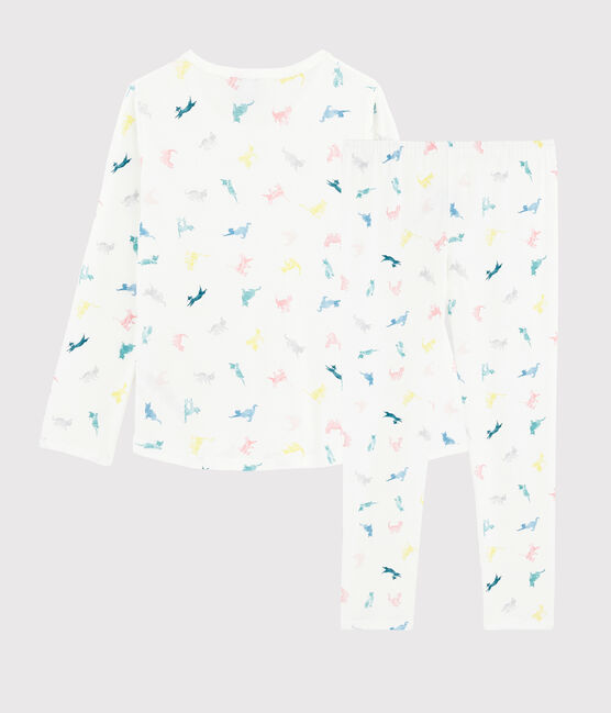 Pijama con estampado de gatitos de niña de algodón blanco MARSHMALLOW/blanco MULTICO