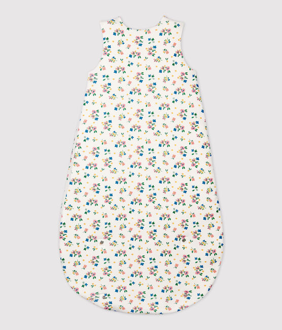 Saco de bebé con estampado de flores de algodón orgánico blanco MARSHMALLOW/blanco MULTICO