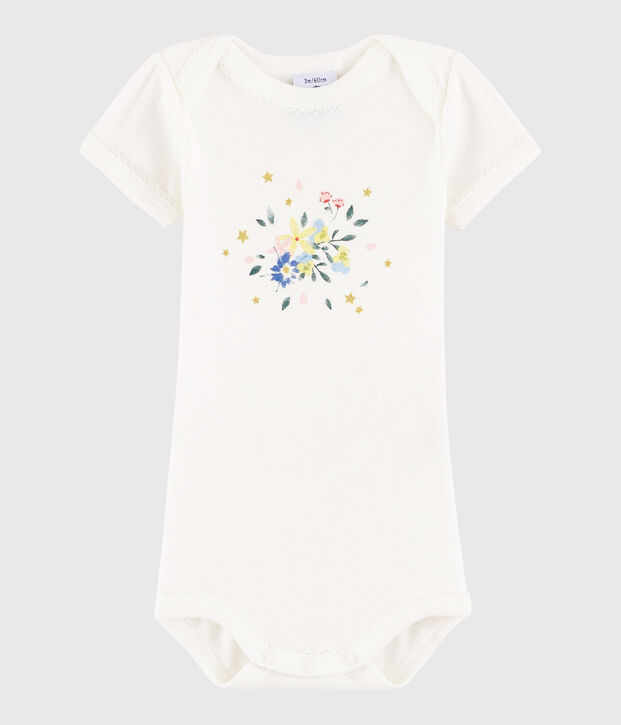 Bodi de manga corta de beb&eacute; ni&ntilde;a blanco/rosa