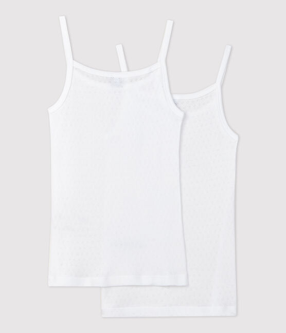 Juego de 2 camisas de tirantes caladas de niña de algodón orgánico variante 1