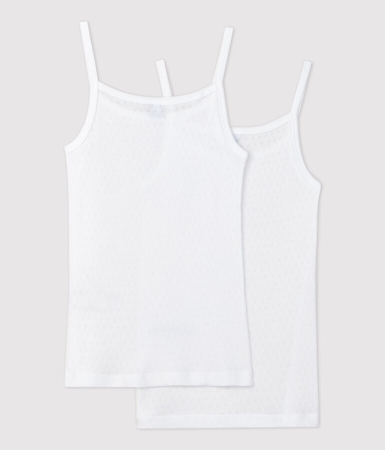 Juego de 2 camisas de tirantes caladas de ni&ntilde;a de algod&oacute;n org&aacute;nico variante 1