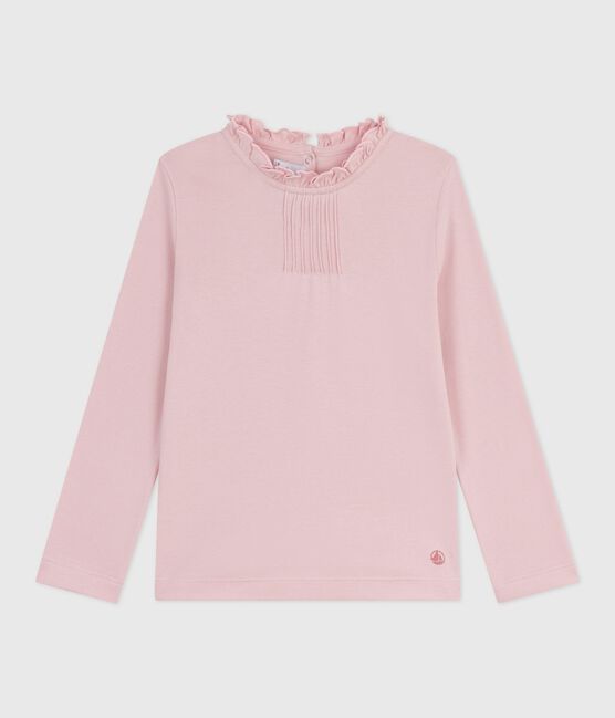 Camiseta infantil lisa de algodón de manga larga rosa JOLI