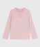 Camiseta infantil lisa de algodón de manga larga rosa JOLI