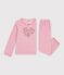 Pijama infantil de terciopelo con estampado de corazones rosa