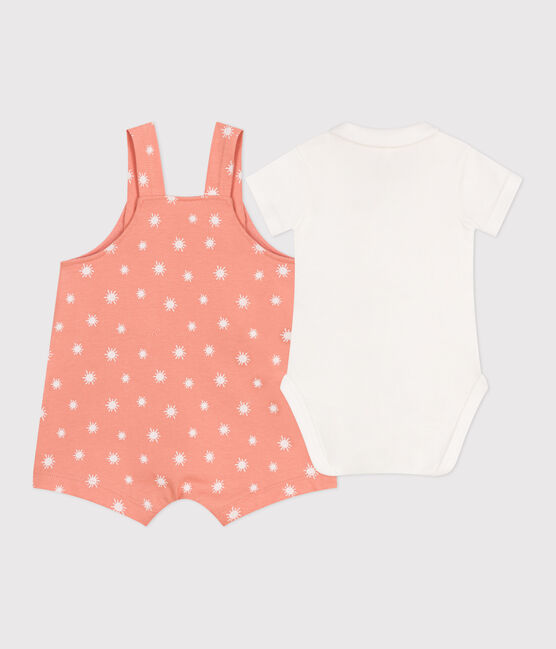 Conjunto de peto de algodón con estampado de soles y body para recién nacido naranja ABRICOT/ MARSHMALLOW