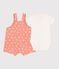 Conjunto de peto de algodón con estampado de soles y body para recién nacido naranja ABRICOT/ MARSHMALLOW