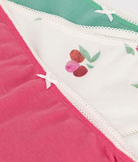 Juego de 3 culottes infantiles de algodón con estampado de frutas variante 1