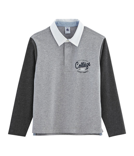 Polo de rugby para niño gris SUBWAY/negro CITY