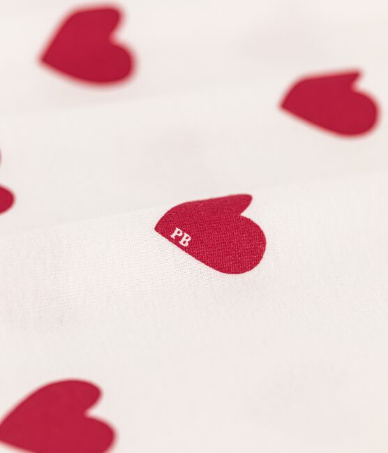 Camisón de algodón para mujer blanco MARSHMALLOW/rojo TERKUIT