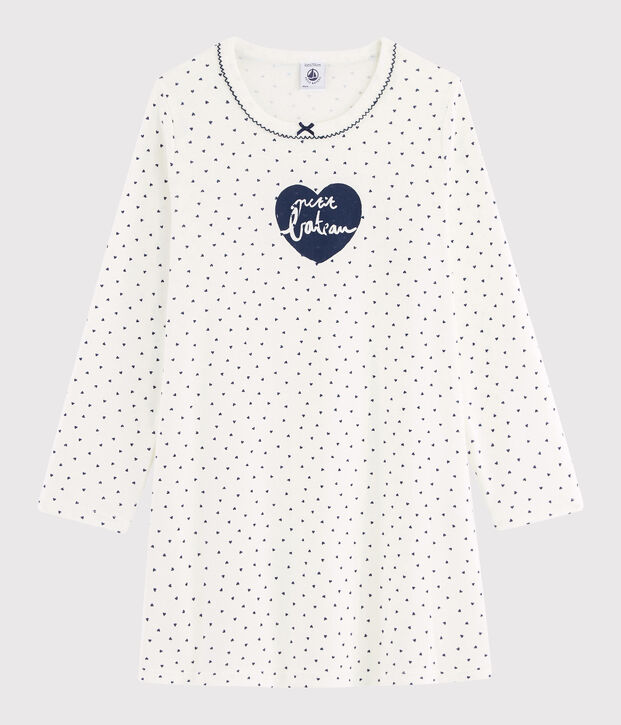 Camis&oacute;n de con mini corazones de ni&ntilde;a de punto blanco/azul