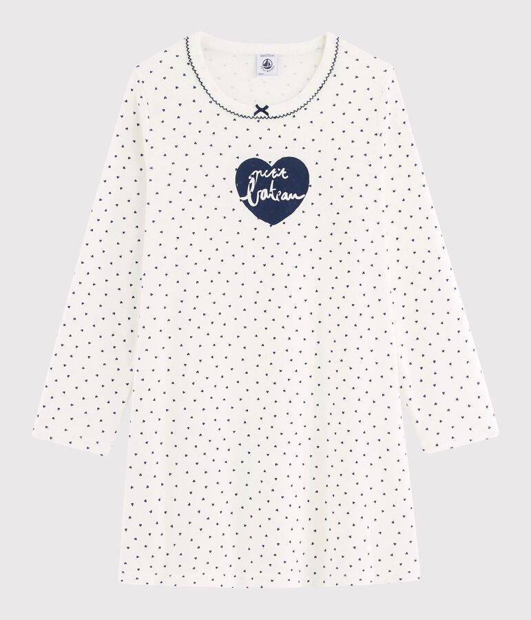 Camis&oacute;n de con mini corazones de ni&ntilde;a de punto blanco MARSHMALLOW/azul MEDIEVAL