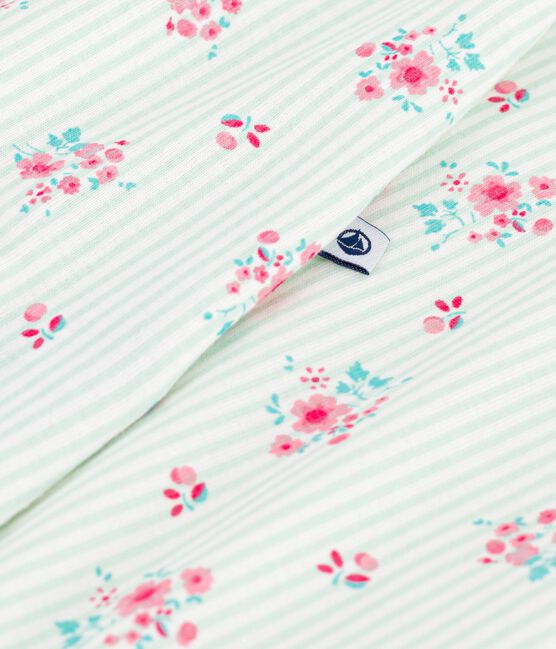 Mono corto de algod&oacute;n con flores para beb&eacute; blanco MARSHMALLOW/blanco MULTICO