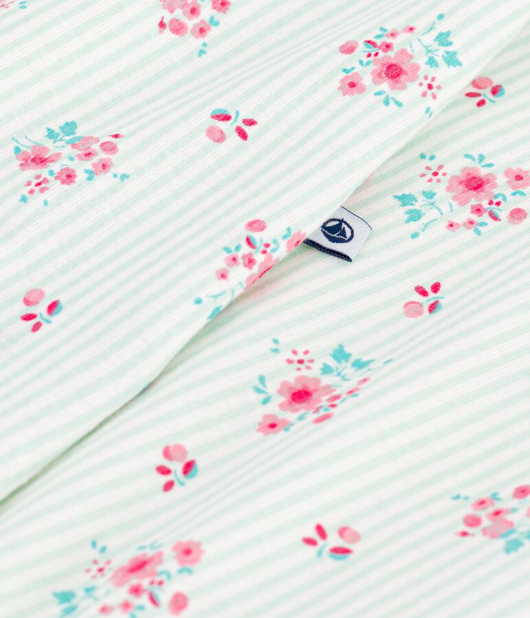 Mono corto de algod&oacute;n con flores para beb&eacute; blanco/multicolor