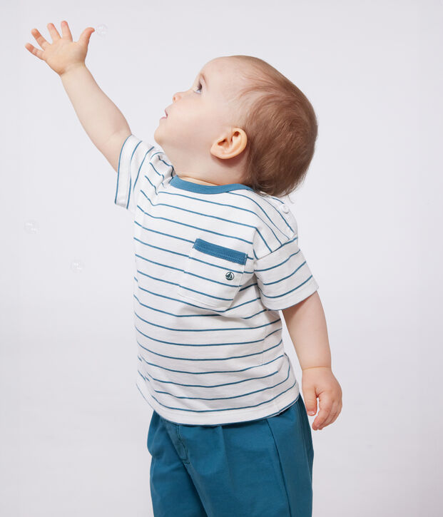 Camiseta de manga corta de algod&oacute;n a rayas para beb&eacute; verde/verde