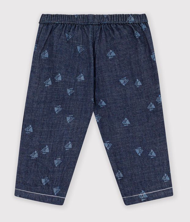 Pantal&oacute;n denim con estampado de barcos para beb&eacute; azul/crudo
