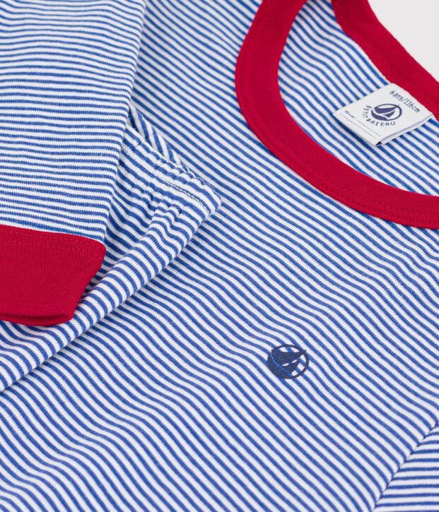 Pijama infantil de algod&oacute;n a rayas azul/blanco