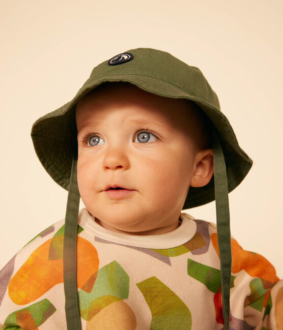 Gorro para anudar de algodón liso para bebé verde CROCO