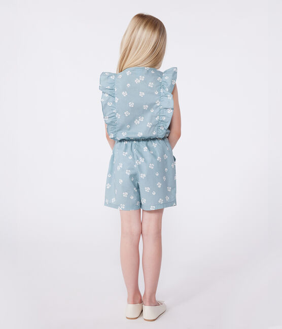 Mono infantil sin mangas de algodón con flores azul PAUL/blanco MARSHMALLOW