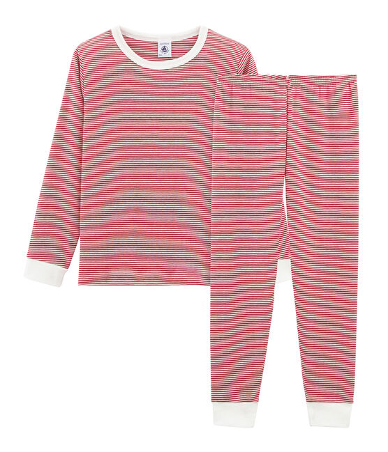 Pijama de punto para niño rojo CARMIN/blanco MARSHMALLOW