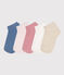 5 pares de calcetines infantiles lisos de algod&oacute;n multicolor