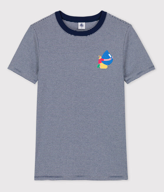 Camiseta L'ICONIQUE Water Family x Petit Bateau azul MEDIEVAL/blanco MARSHMALLOW